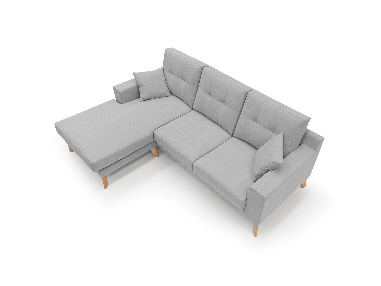 Danish Divano angolare REVERSIBILE in tessuto morbido impermeabile T02 237 cm grigio chiaro