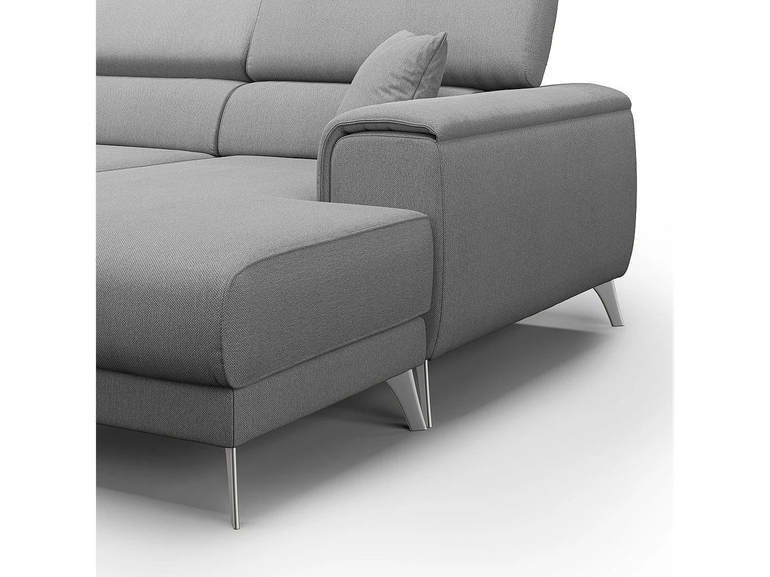 Fusion Ecksofa mit Schiebesitzen aus weichem, abwaschbarem Stoff T05 260 cm links grau