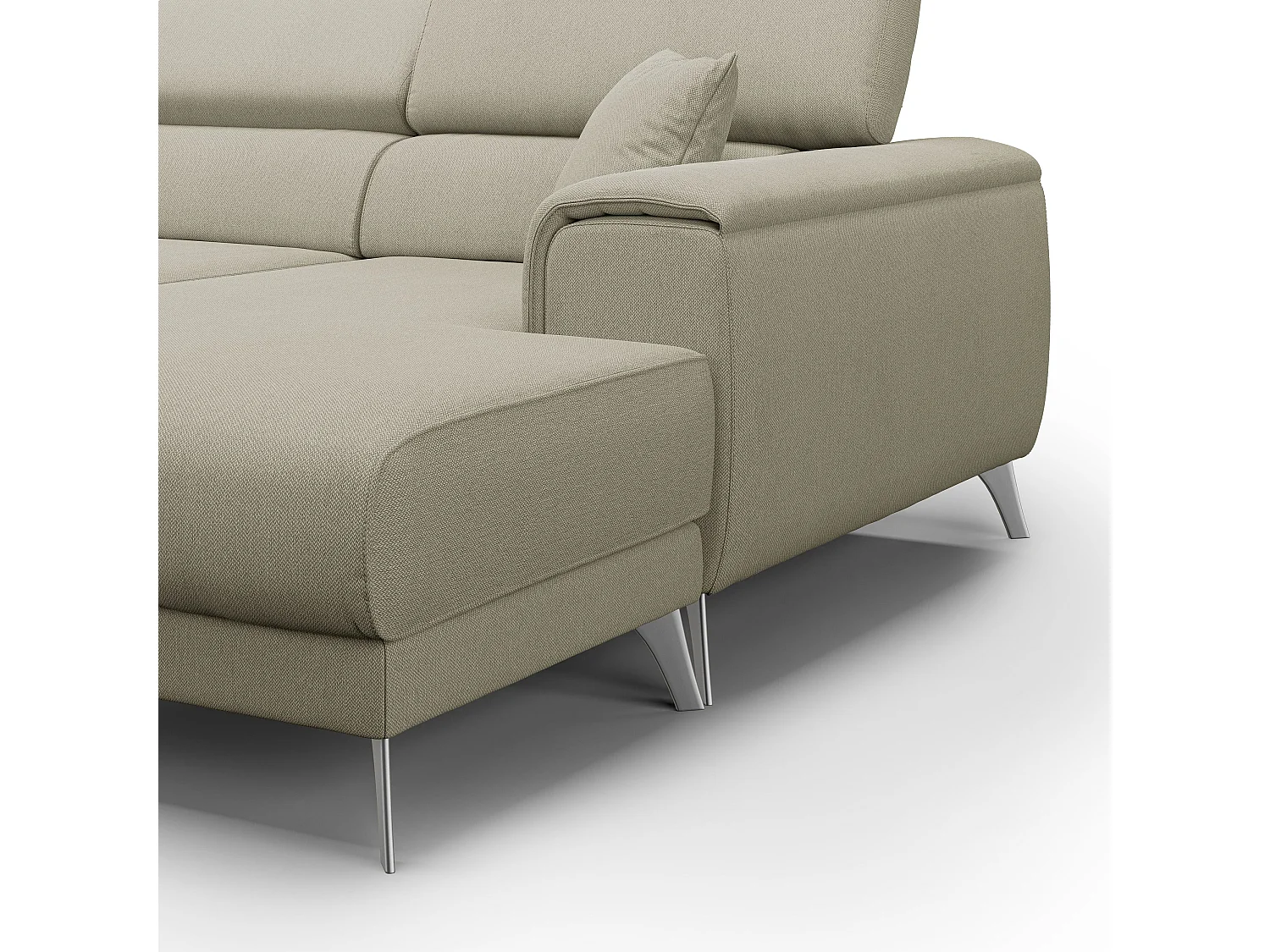 Fusion Canapé d'angle avec assises amovibles en tissu doux antitache T05 260 cm Droit creme