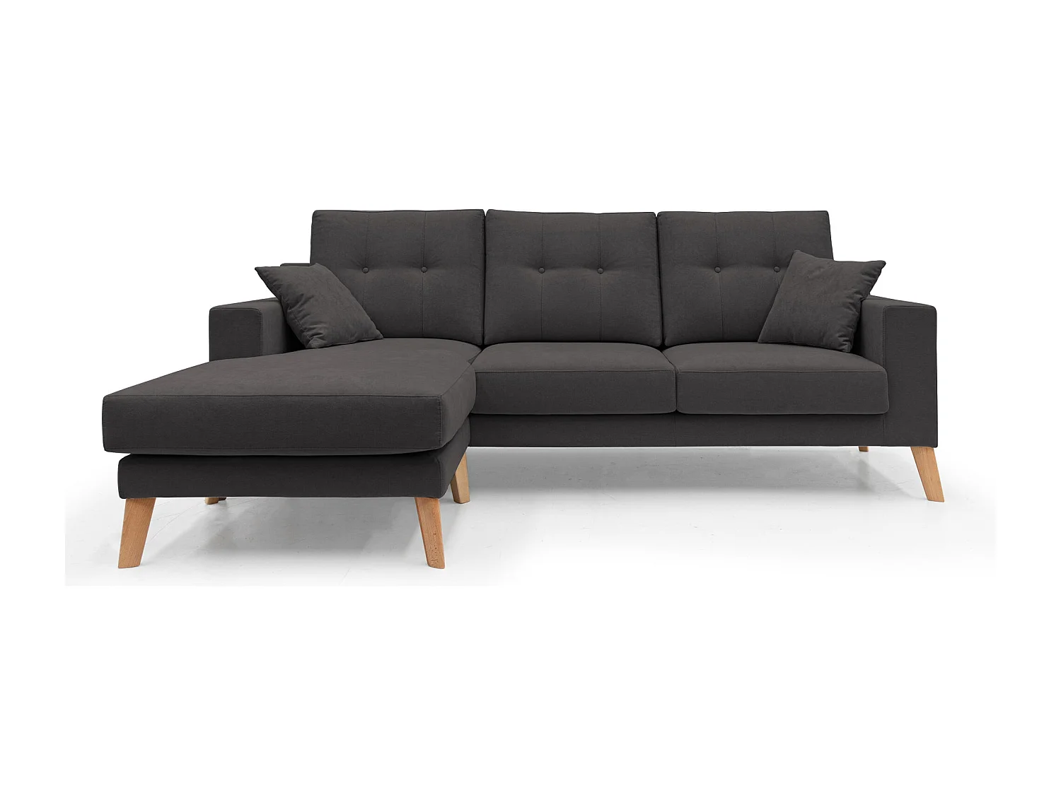 Danish Canapé d'angle moderne reversible en tissu doux imperméable T02 237 cm noir