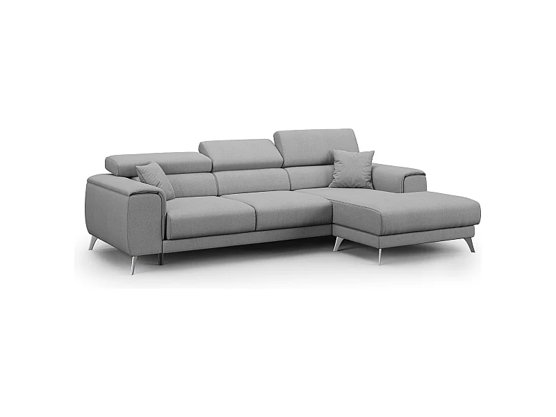 Fusion Ecksofa mit Schiebesitzen aus weichem, abwaschbarem Stoff T05 260 cm rechts grau