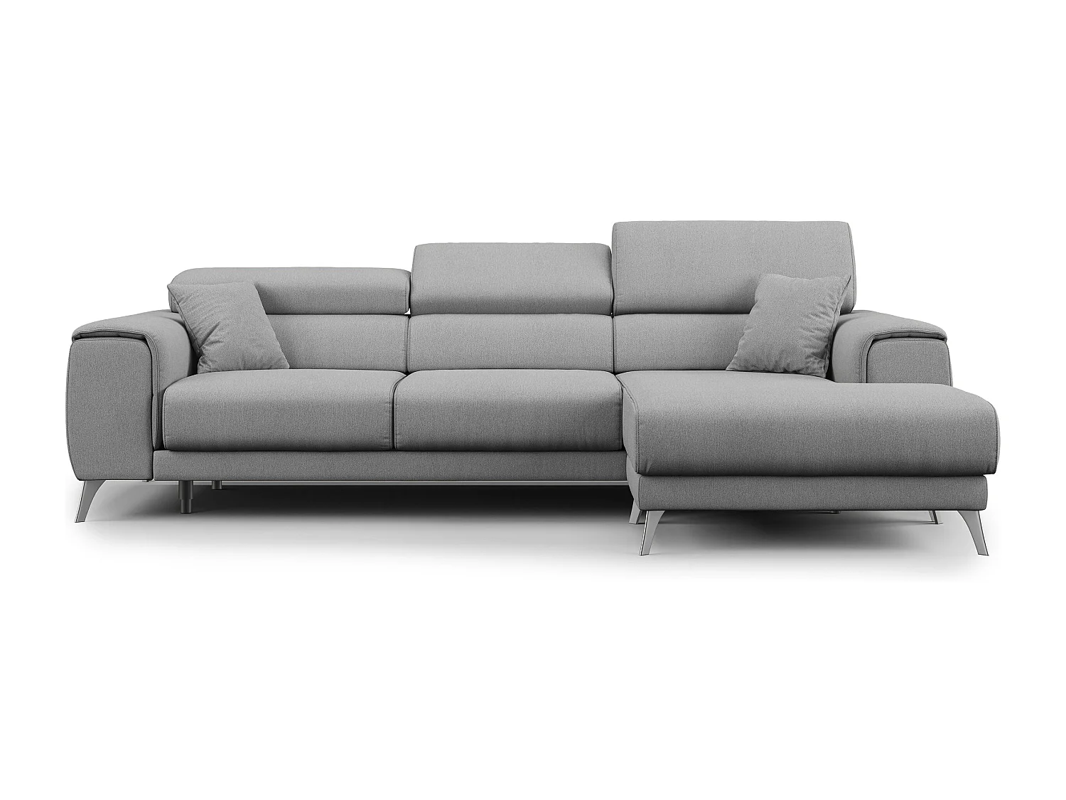 Fusion Ecksofa mit Schiebesitzen aus weichem, abwaschbarem Stoff T05 260 cm rechts grau