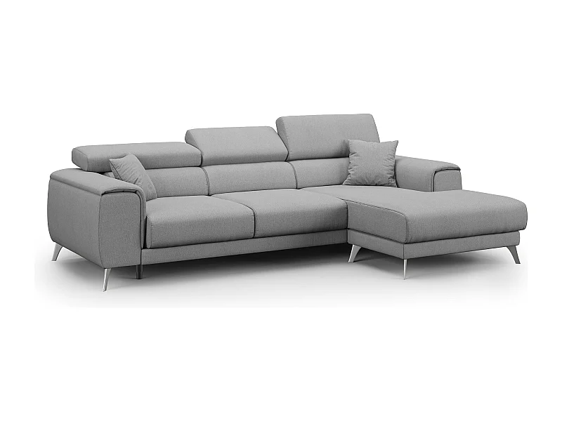 Fusion Ecksofa mit Schiebesitzen aus weichem, abwaschbarem Stoff T05 260 cm rechts grau