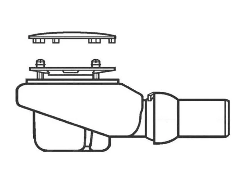 Bonde de douche sortie horizontale VILLEROY & BOCH Tempoplex Plus 90mm avec cache chromé brossé