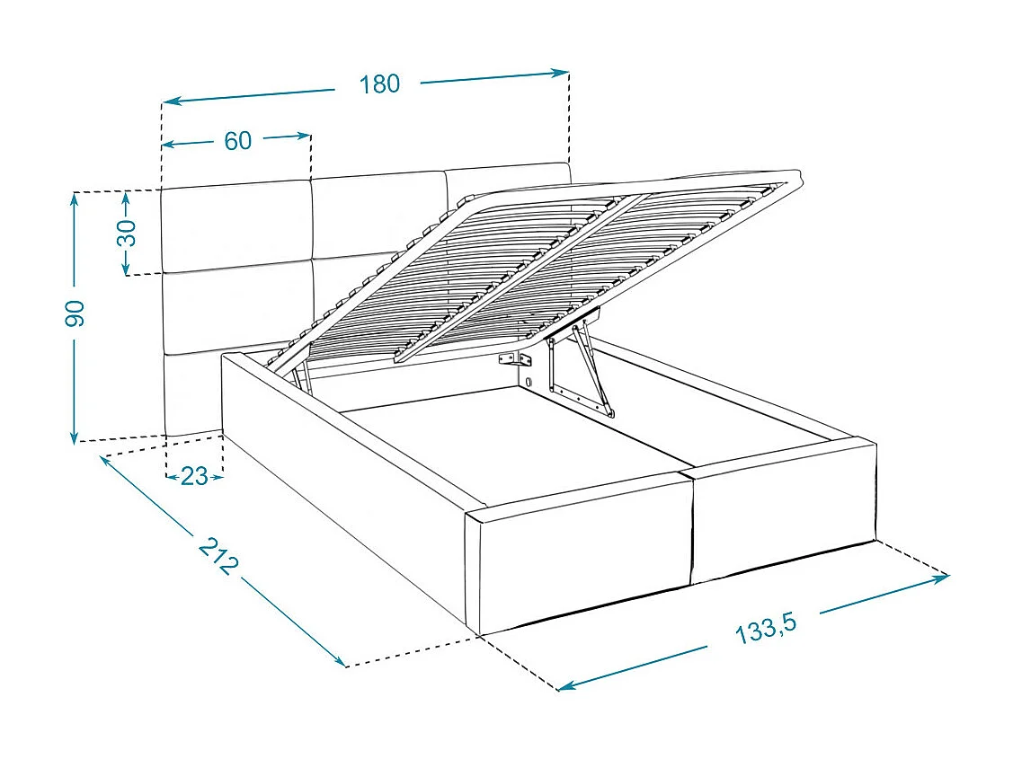 Lit coffre Miami 120 x 200 cm avec sommier à lattes relevable Gris Foncé