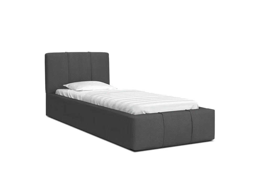 Lit coffre ATLANTA 90 x 200 cm avec sommier à lattes relevable Gris Foncé