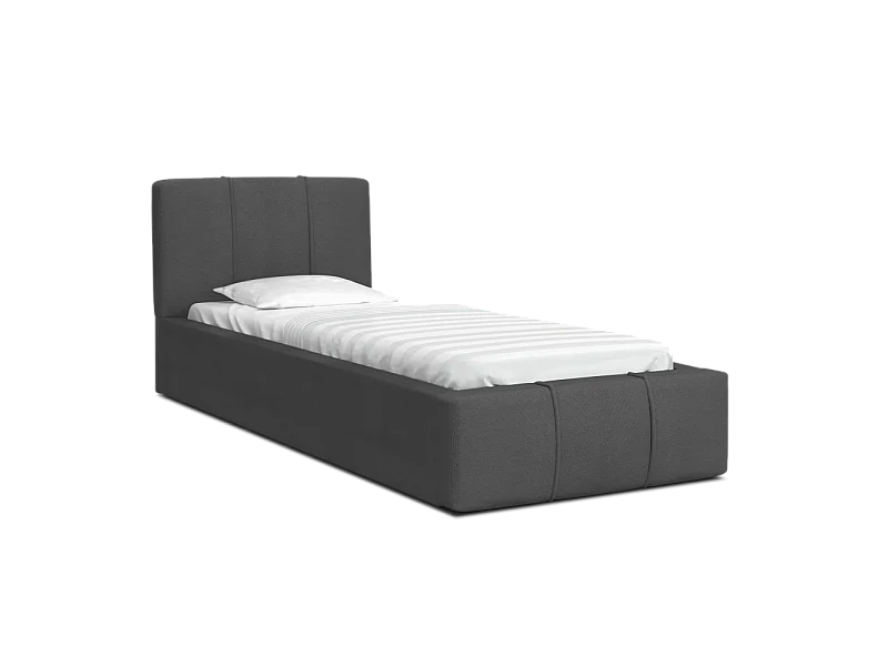 Lit coffre ATLANTA 90 x 200 cm avec sommier à lattes relevable Gris Foncé