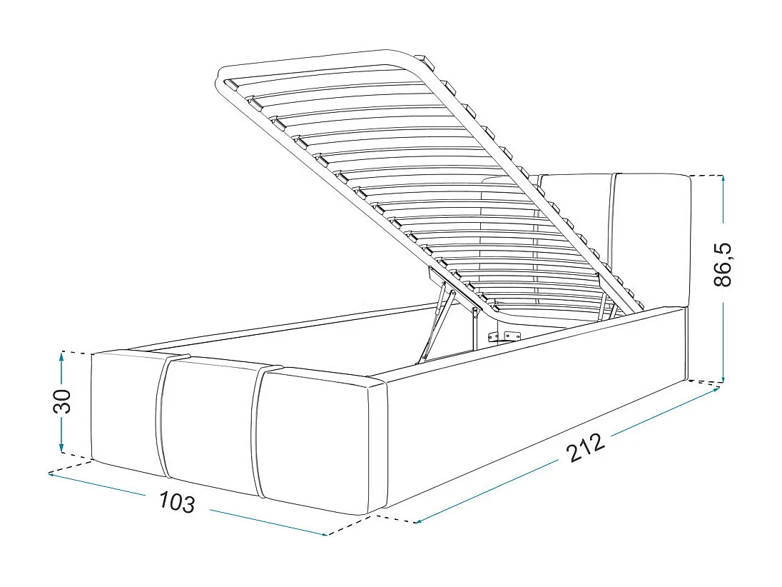 Lit coffre ATLANTA 90 x 200 cm avec sommier à lattes relevable Noir