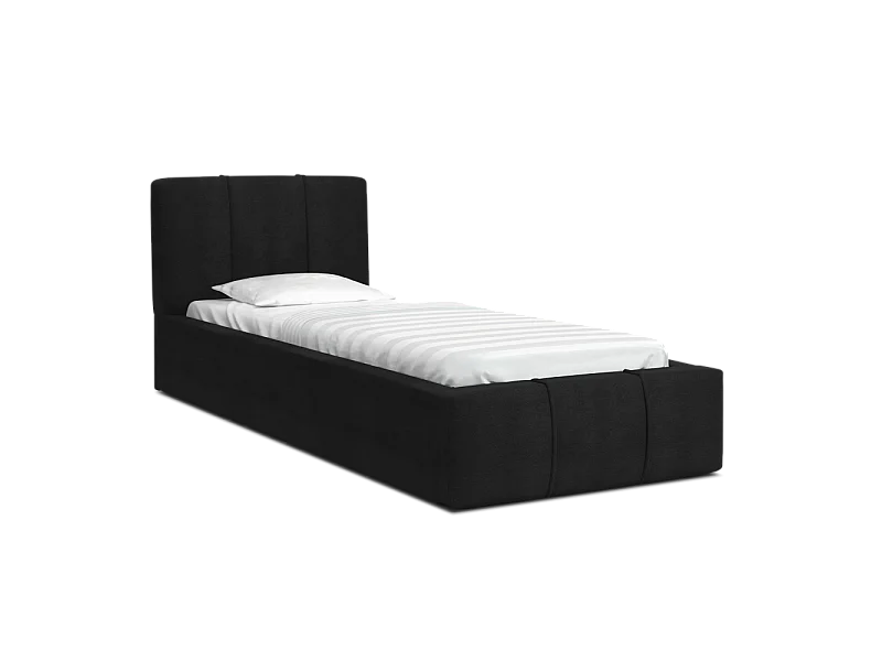 Lit coffre ATLANTA 90 x 200 cm avec sommier à lattes relevable Noir