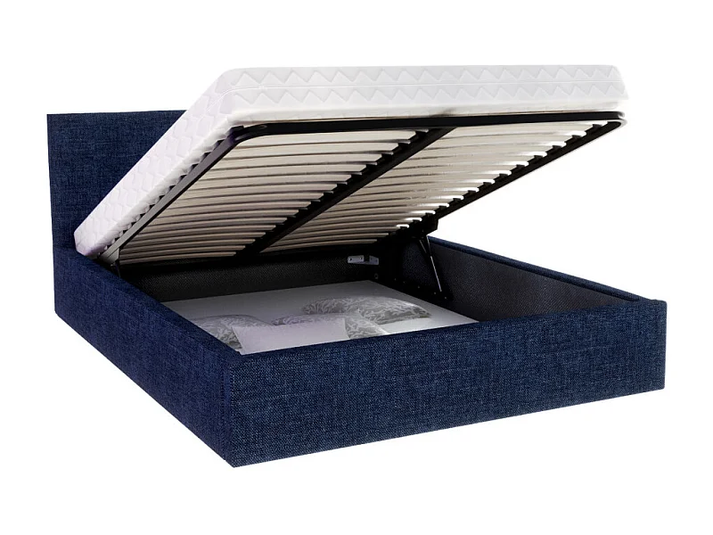 Lit coffre Tolsa 140 x 190 cm avec sommier à lattes relevable Bleu marine