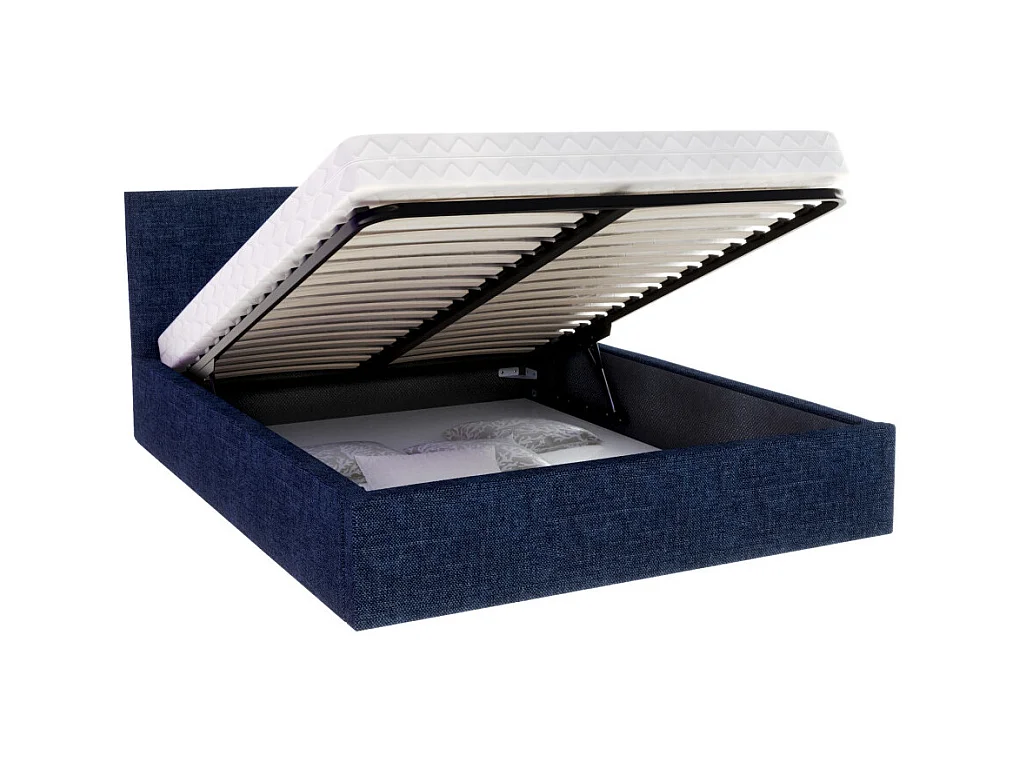 Lit coffre Tolsa 140 x 190 cm avec sommier à lattes relevable Bleu marine
