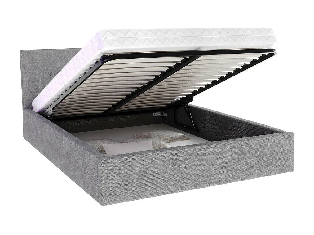 Lit coffre Tolsa 140 x 190 cm avec sommier à lattes relevable Gris Clair
