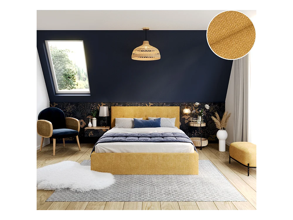 Lit coffre Tolsa 180 x 200 cm avec sommier à lattes relevable Jaune miel