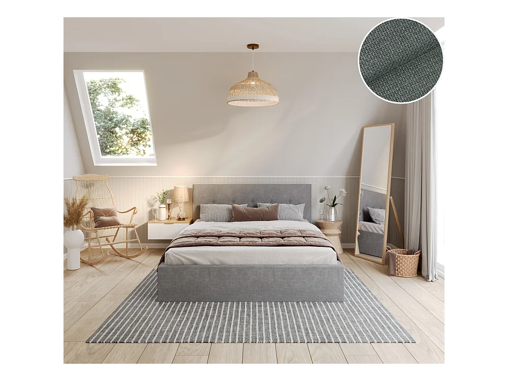 Lit coffre Tolsa 160 x 200 cm avec sommier à lattes relevable Gris Clair