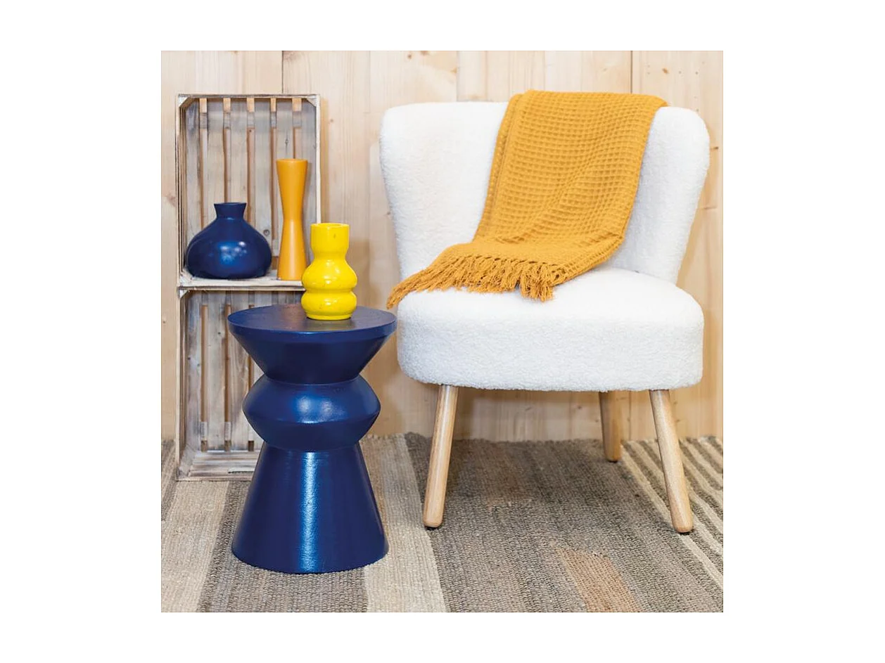 Tabouret en bois paulownia Pion Bleu