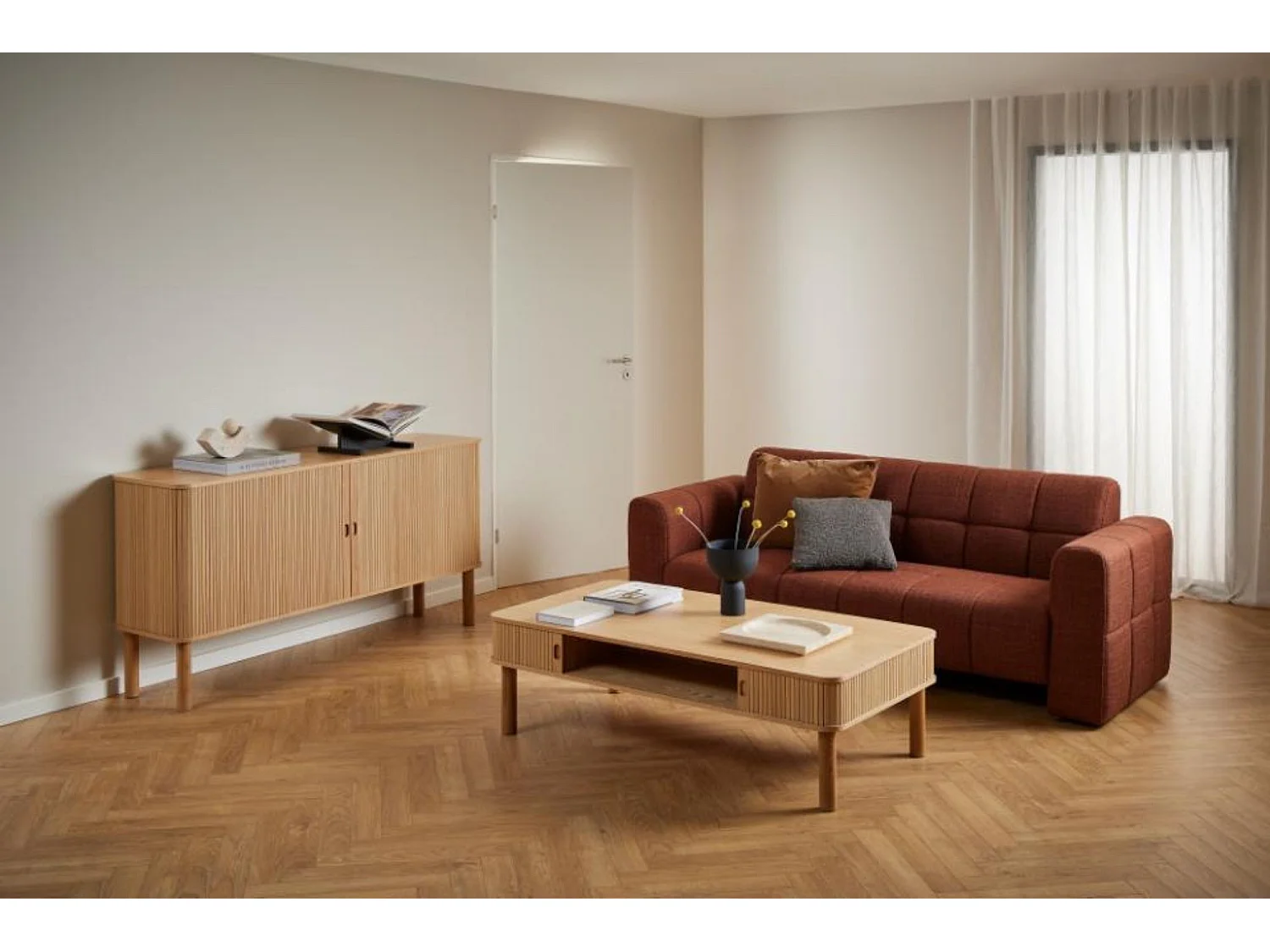 Table basse rectangulaire 3 niches de rangement L130 - GAYNEL