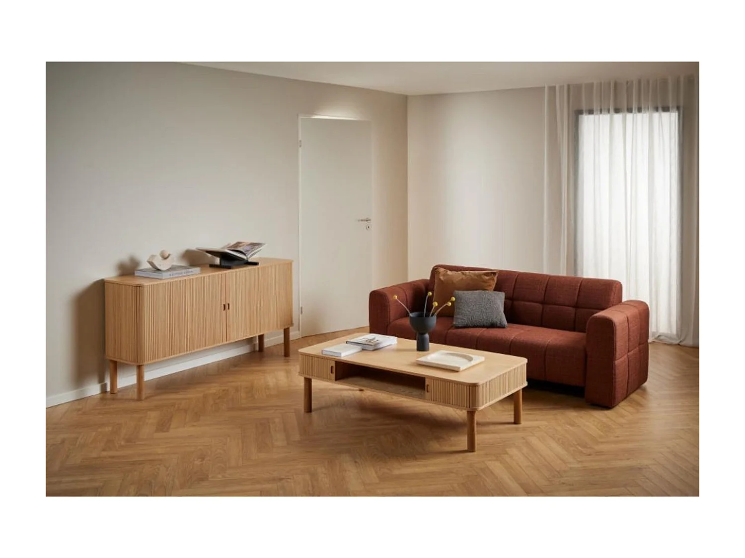 Table basse rectangulaire 3 niches de rangement L130 - GAYNEL