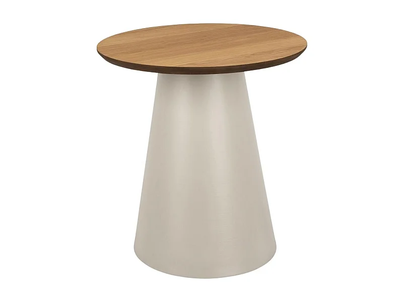 Bout de canapé rond en bois et métal grège D45 - GIROLLE