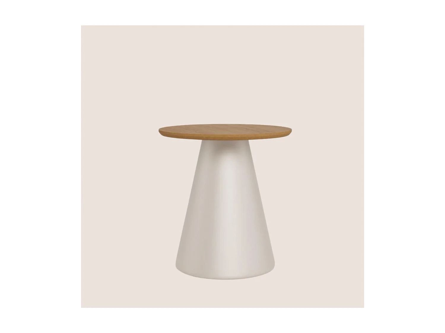 Bout de canapé rond en bois et métal grège D45 - GIROLLE