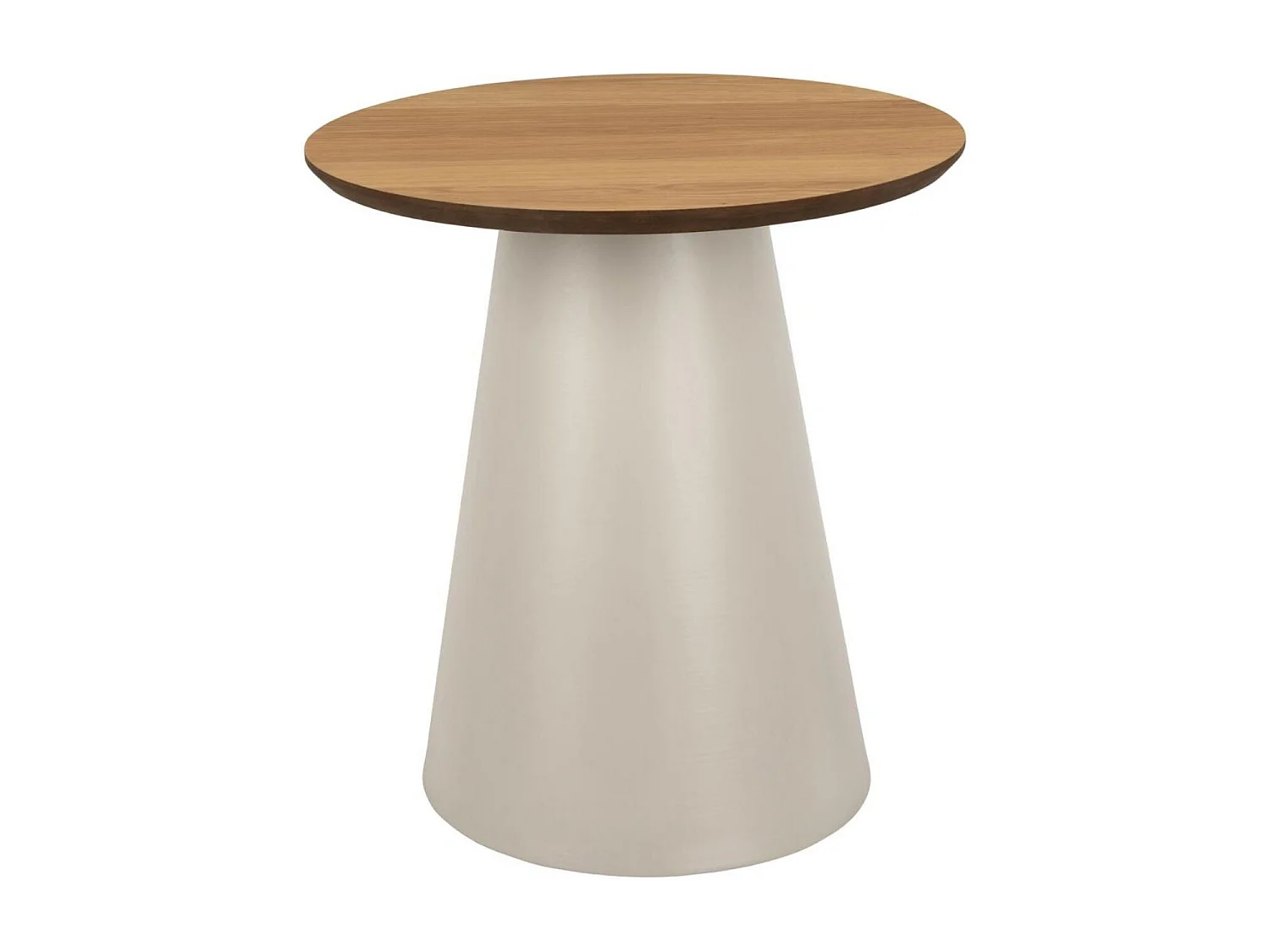 Bout de canapé rond en bois et métal grège D45 - GIROLLE