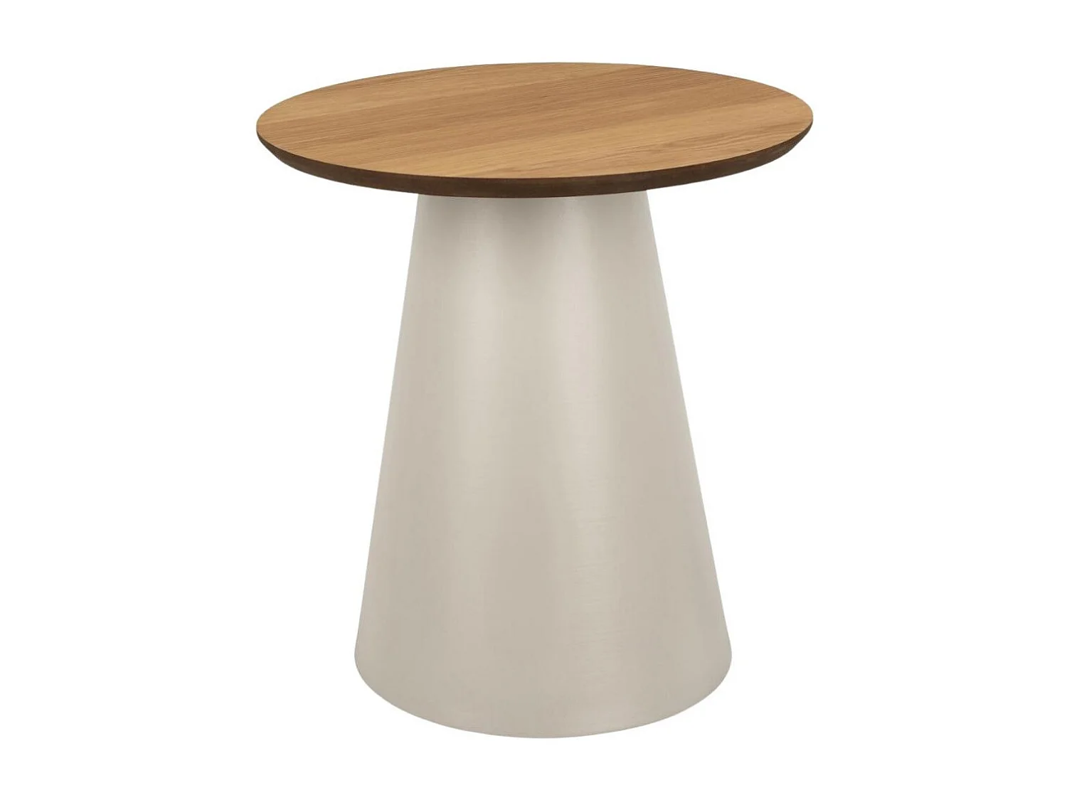 Bout de canapé rond en bois et métal grège D45 - GIROLLE