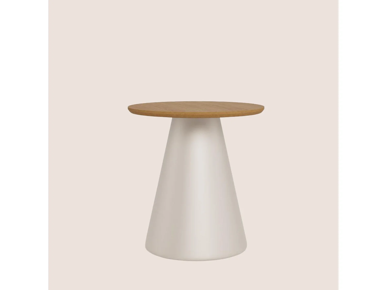 Bout de canapé rond en bois et métal grège D45 - GIROLLE