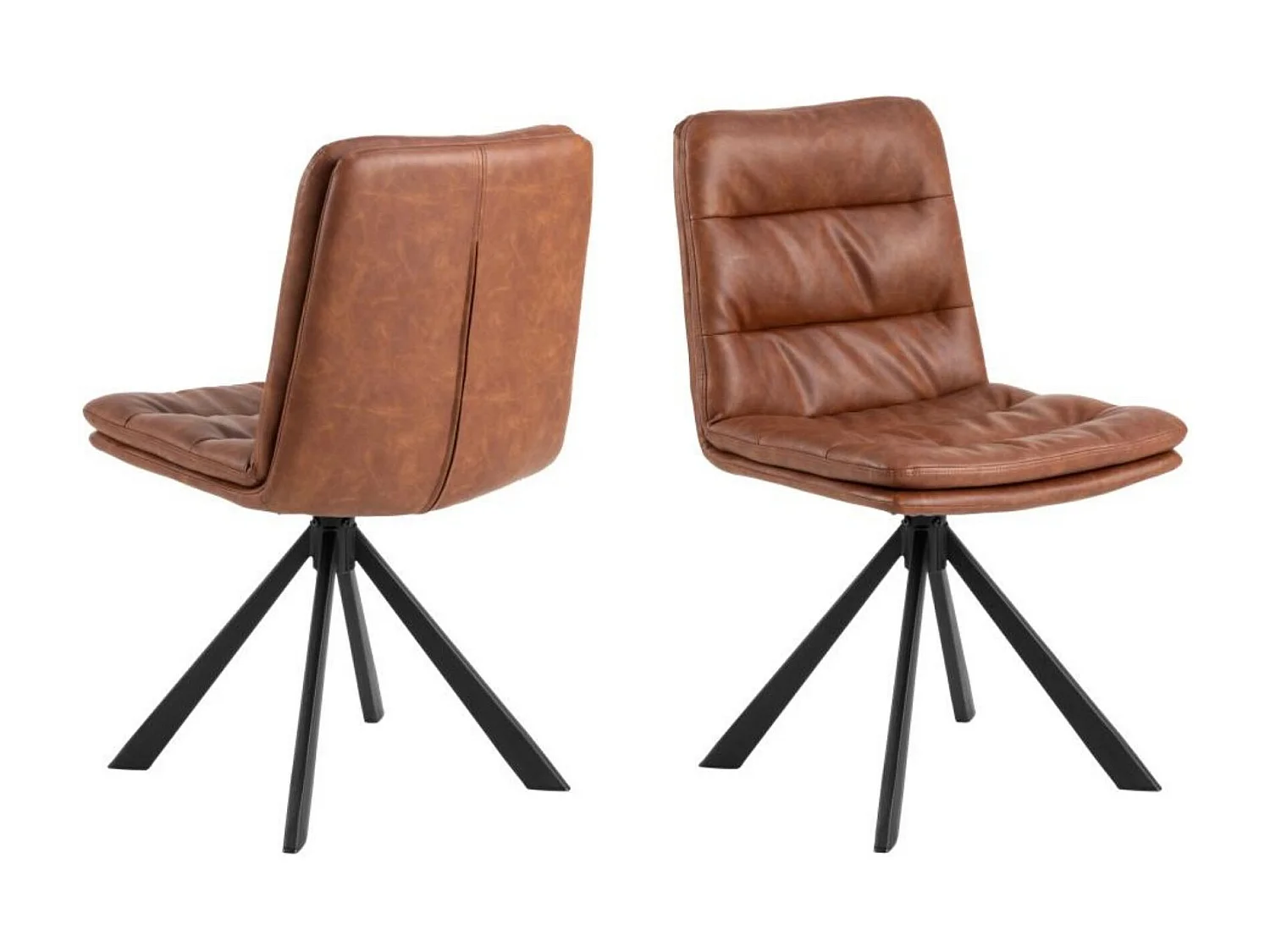 Chaises pivotantes en simili cognac et métal noir (lot de 2) - JAMES