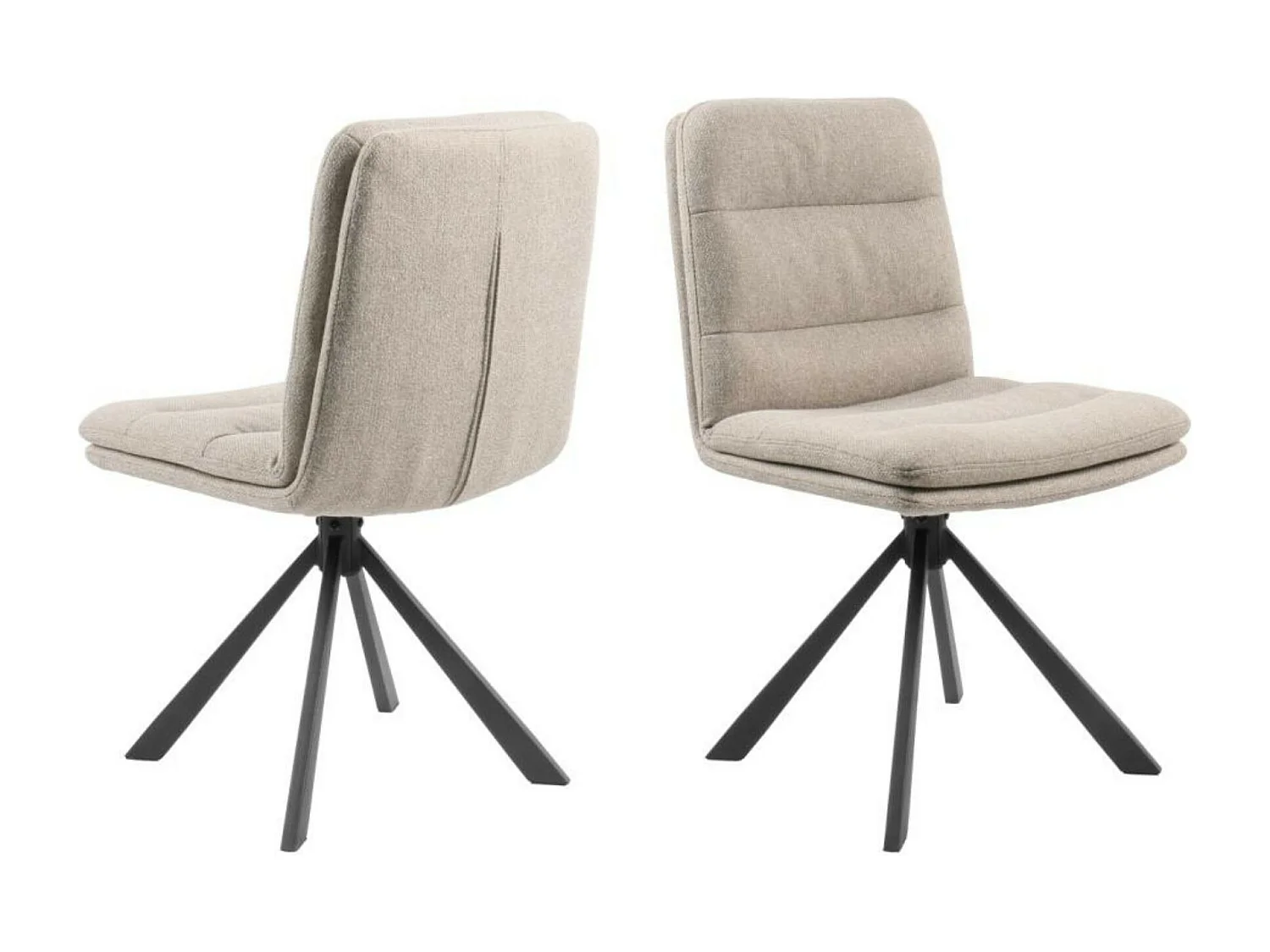 Chaises pivotantes en tissu beige et métal noir (lot de 2) - JAMES