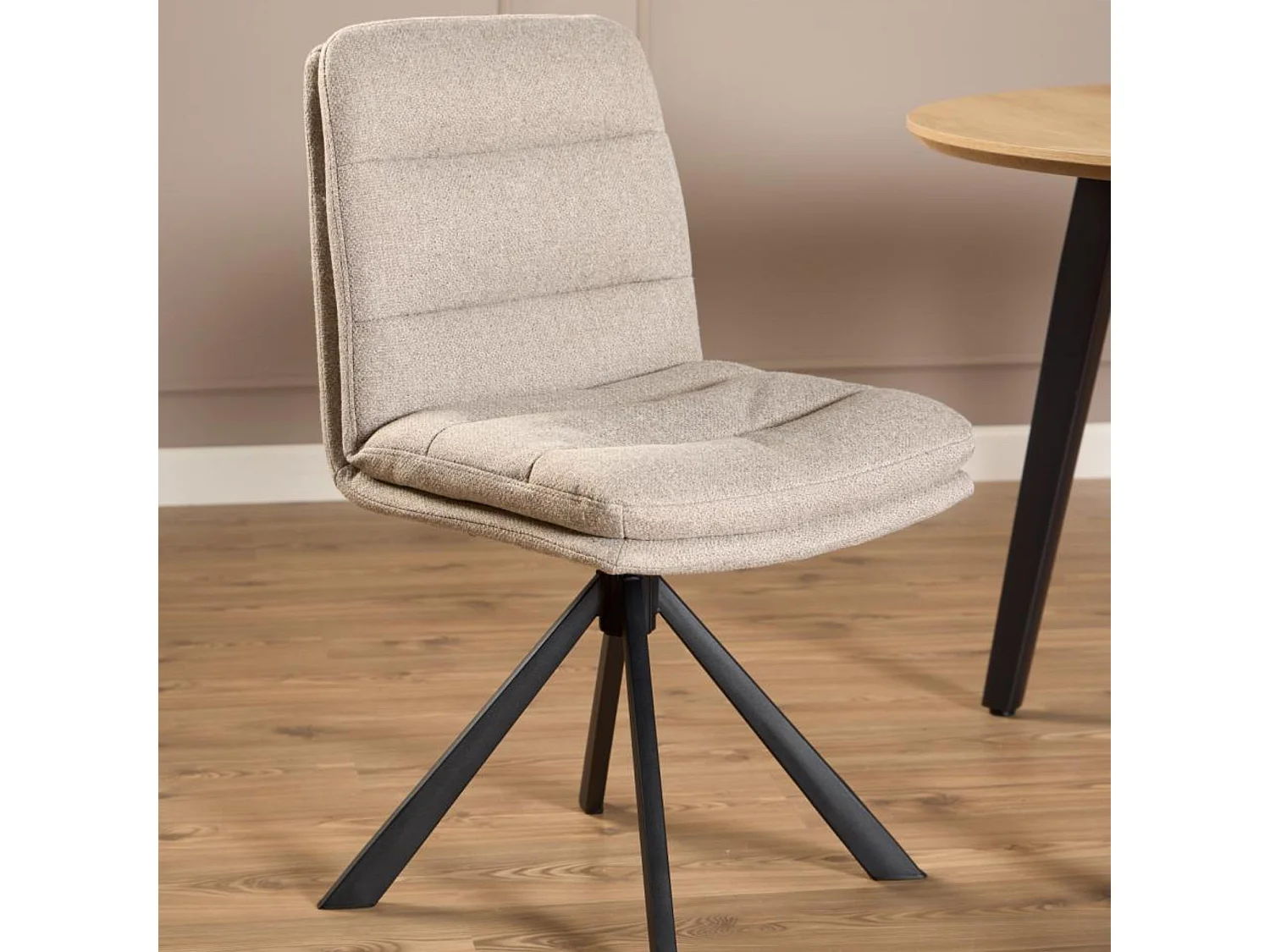 Chaises pivotantes en tissu beige et métal noir (lot de 2) - JAMES