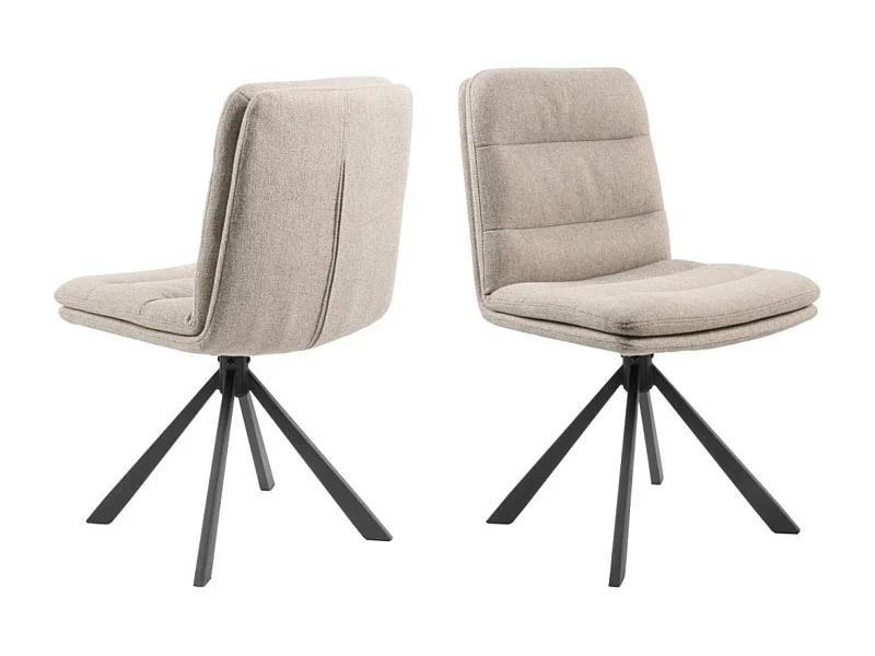 Chaises pivotantes en tissu beige et métal noir (lot de 2) - JAMES