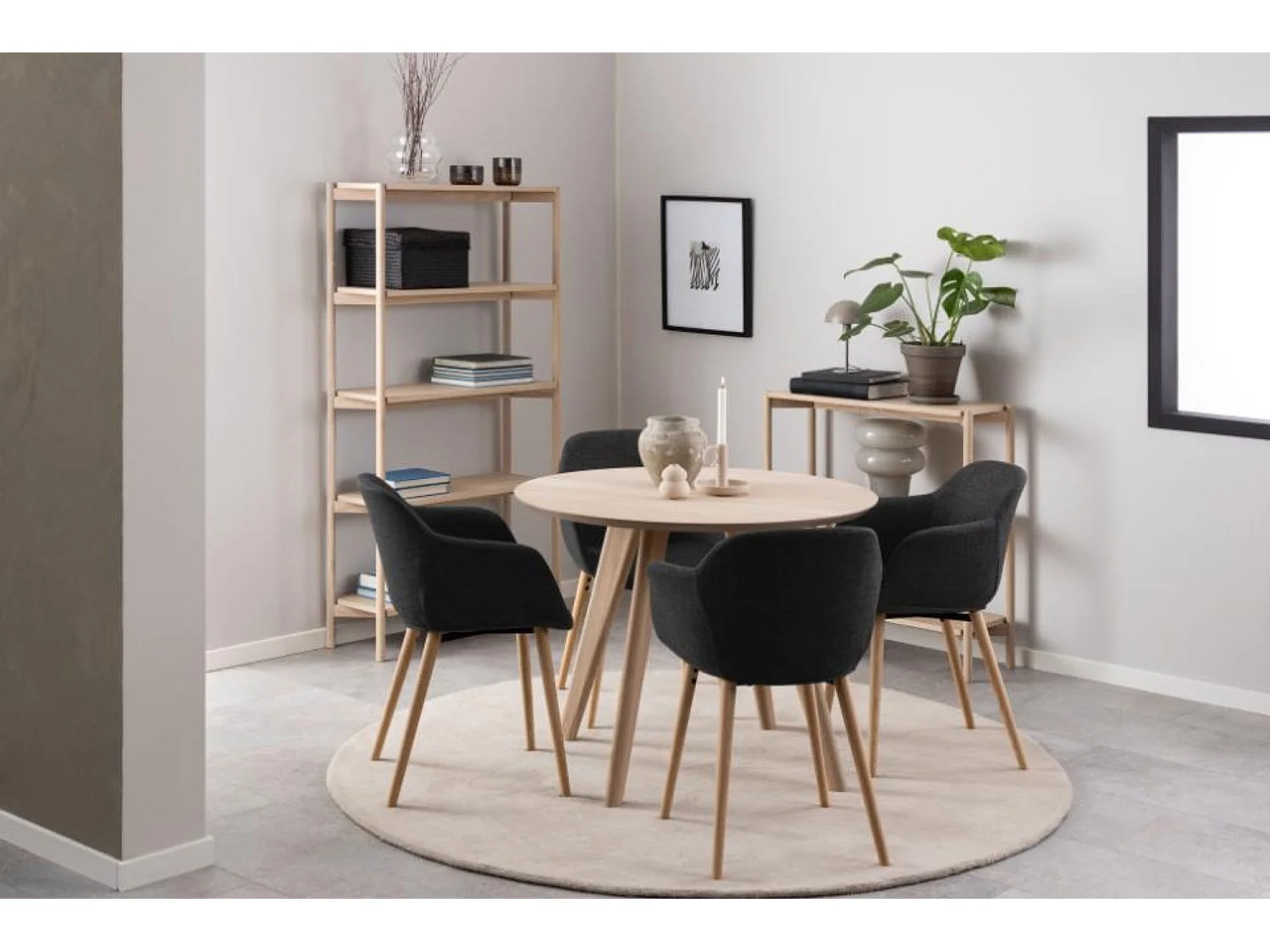 Table de salle à manger chêne blanchi L100 4 personnes - TIWI