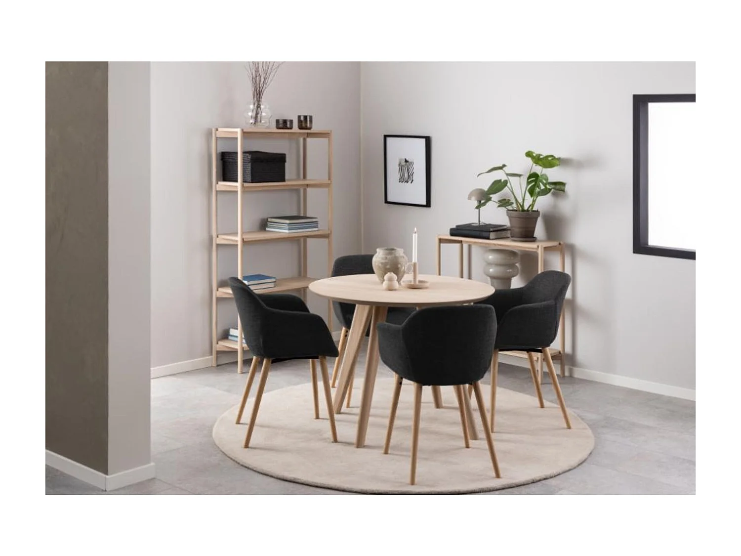 Table de salle à manger chêne blanchi L100 4 personnes - TIWI