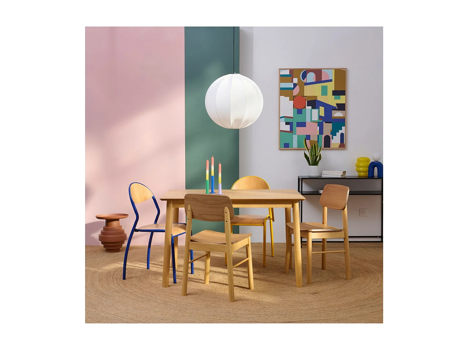 Table de salle à manger en bois naturel 4 places L120 - IZIA