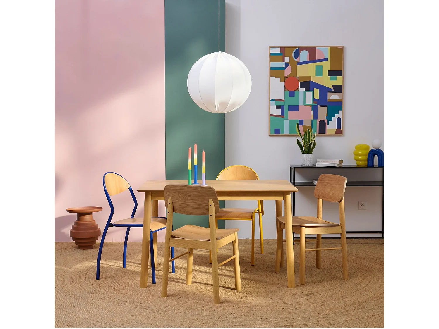 Table de salle à manger en bois naturel 4 places L120 - IZIA