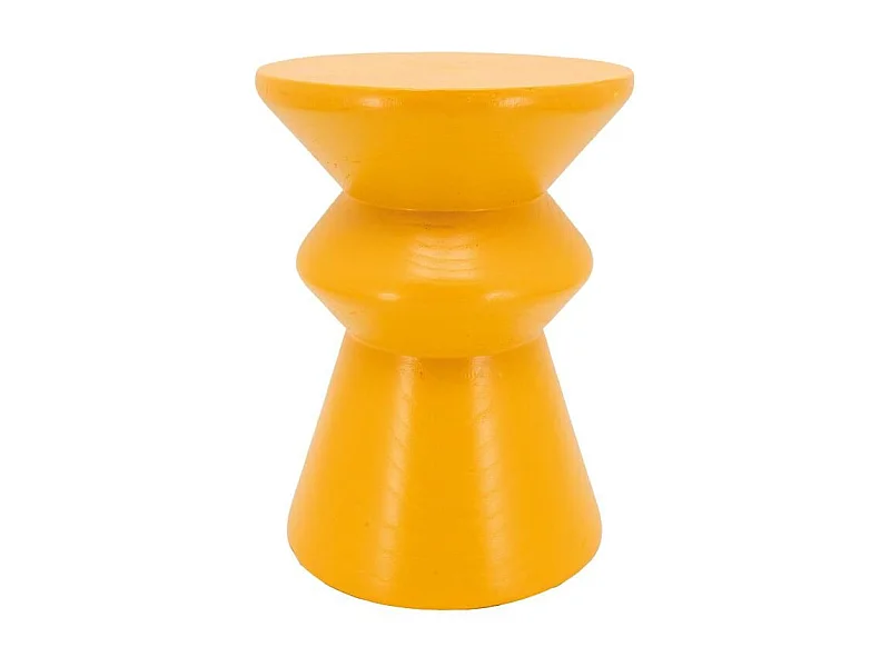 Tabouret "Pion" artisanal en bois de paulownia jaune – Design unique