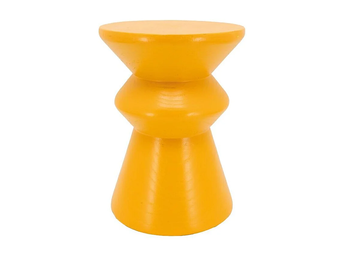 Tabouret "Pion" artisanal en bois de paulownia jaune – Design unique