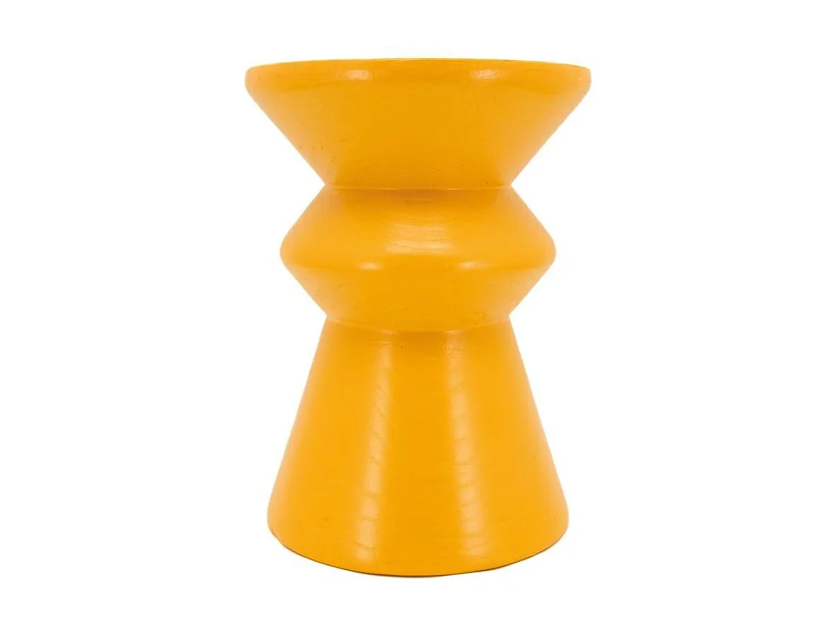 Tabouret "Pion" artisanal en bois de paulownia jaune – Design unique