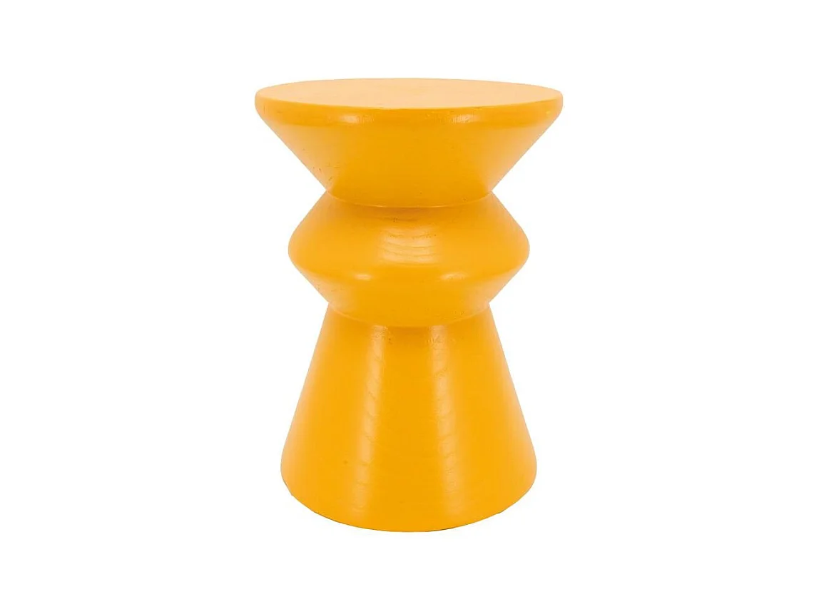 Tabouret "Pion" artisanal en bois de paulownia jaune – Design unique
