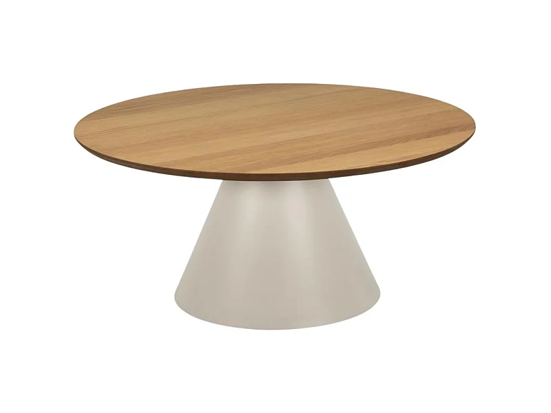 Table basse ronde en bois et métal grège D85 - GIROLLE