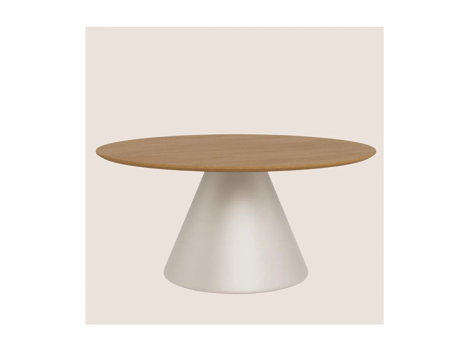 Table basse ronde en bois et métal grège D85 - GIROLLE