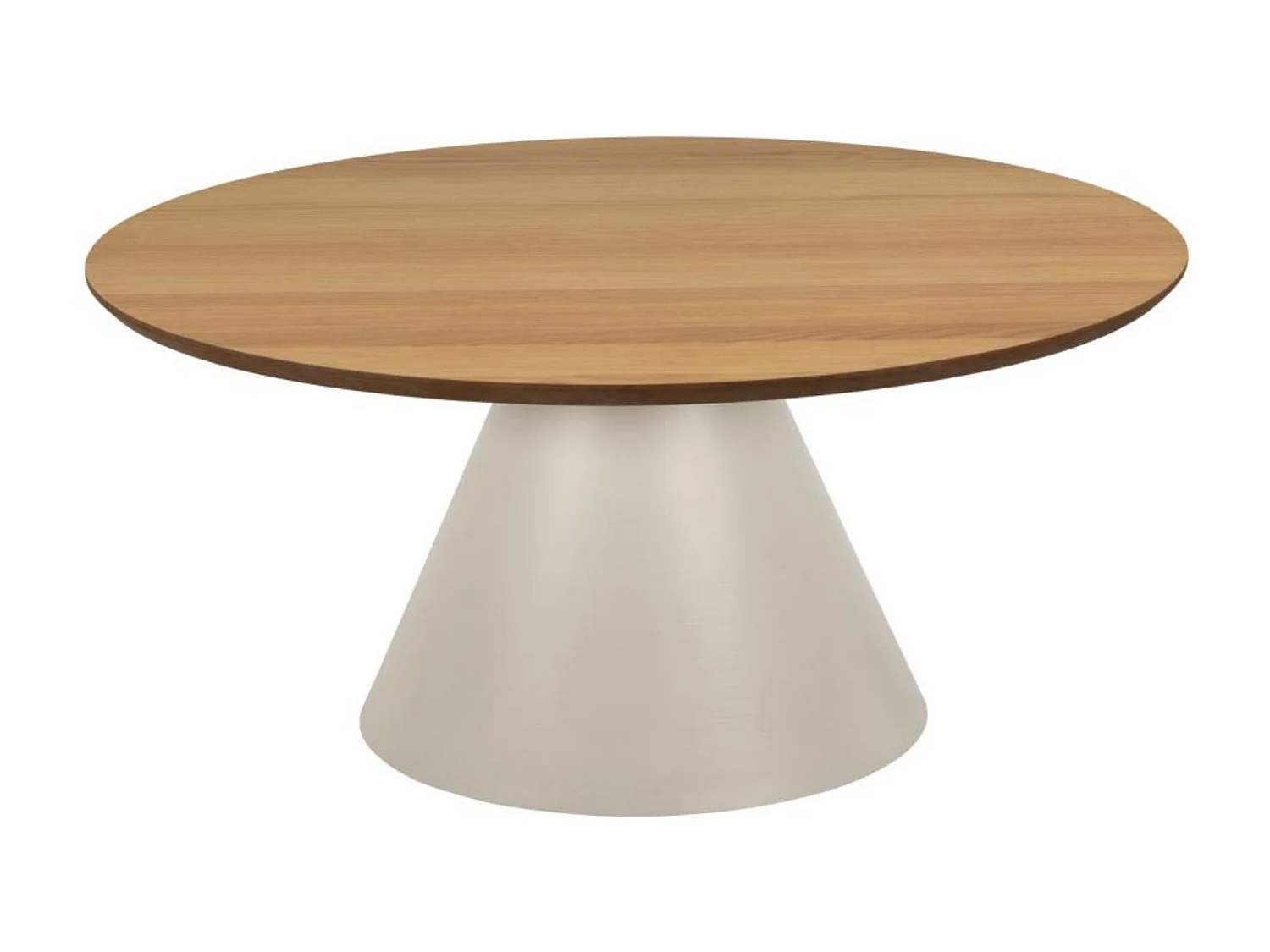 Table basse ronde en bois et métal grège D85 - GIROLLE