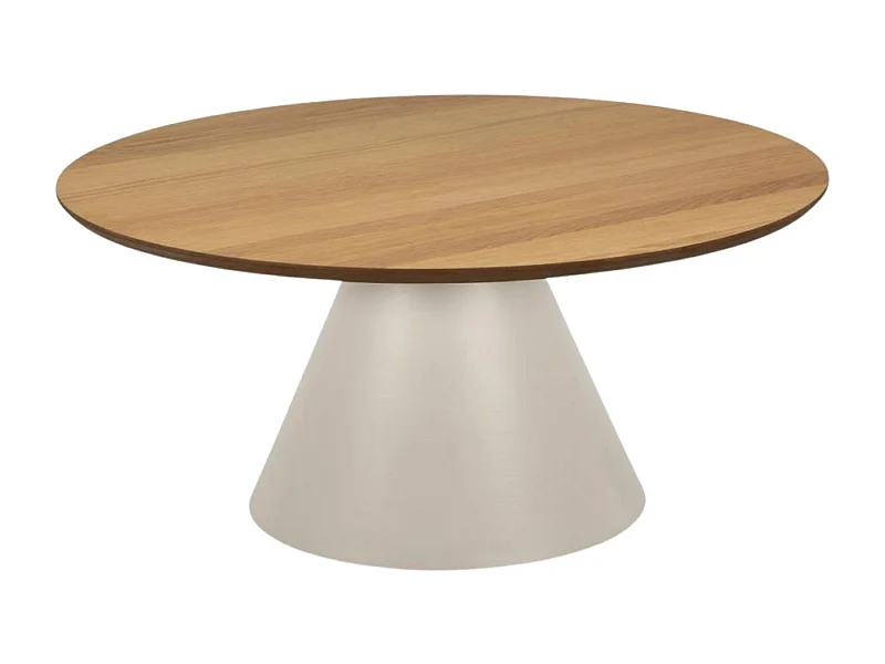 Table basse ronde en bois et métal grège D85 - GIROLLE