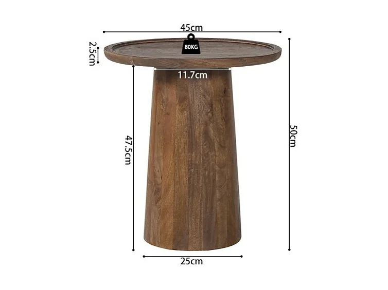 Table d'appoint ronde en bois massif collection JAKARTA - Style ethnique et design - Diamètre 45cm