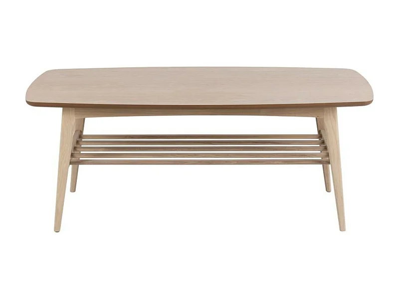 Table basse rectangulaire en chêne blanchi 1 tablette - KIRSTEN