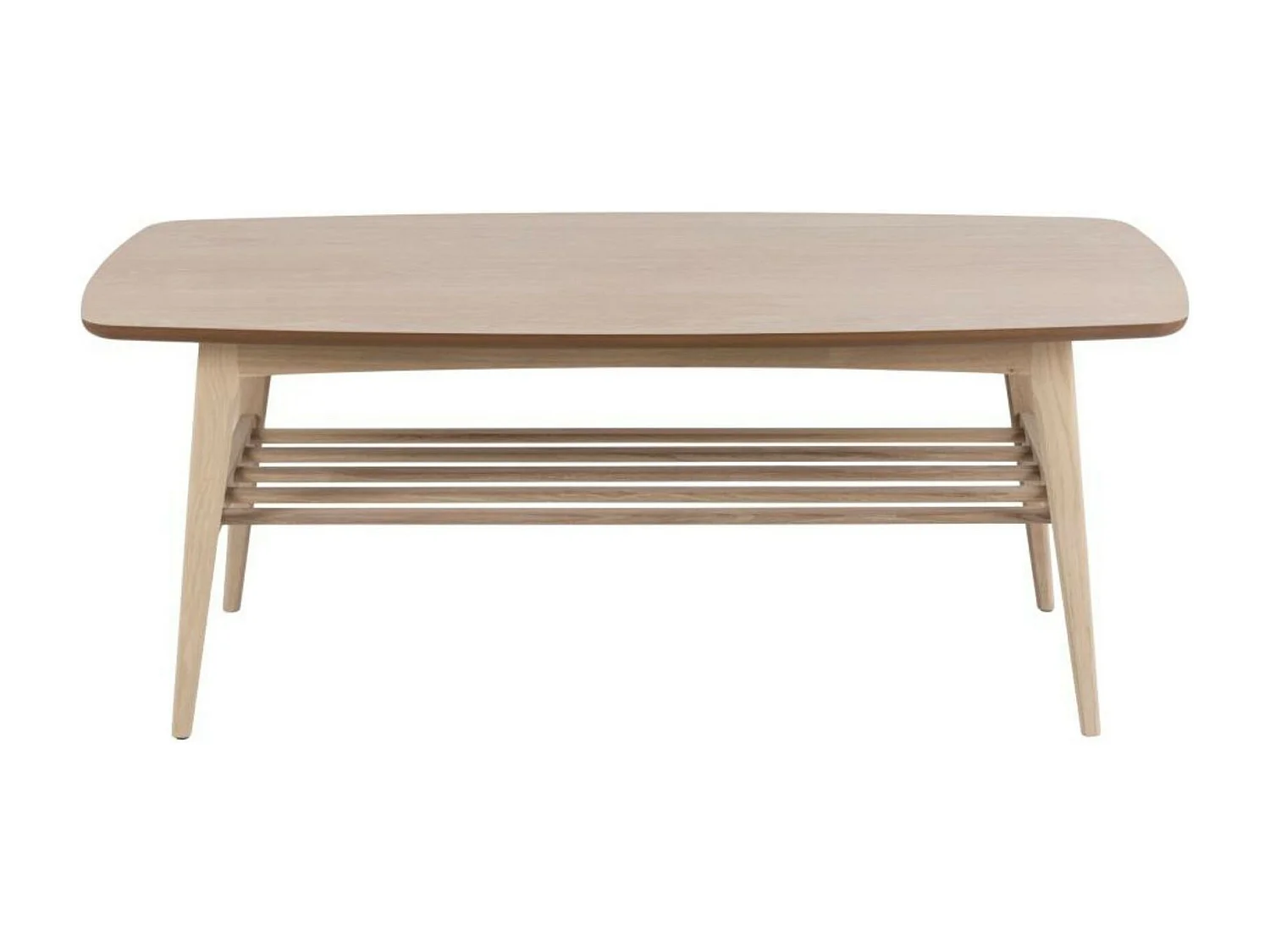 Table basse rectangulaire en chêne blanchi 1 tablette - KIRSTEN