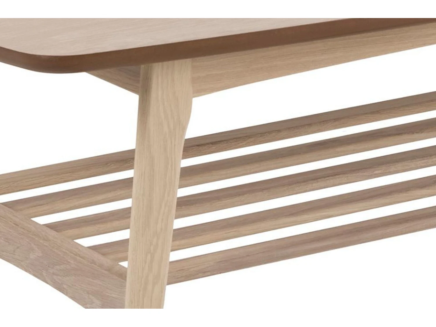 Table basse rectangulaire en chêne blanchi 1 tablette - KIRSTEN