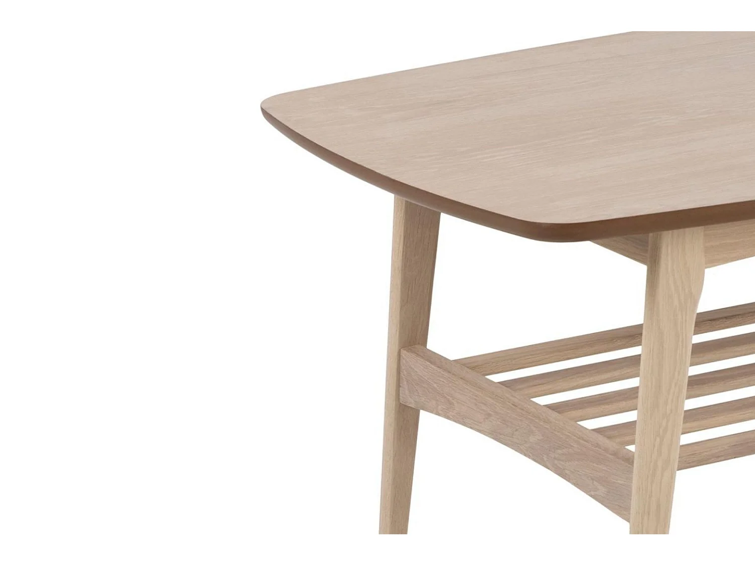 Table basse rectangulaire en chêne blanchi 1 tablette - KIRSTEN