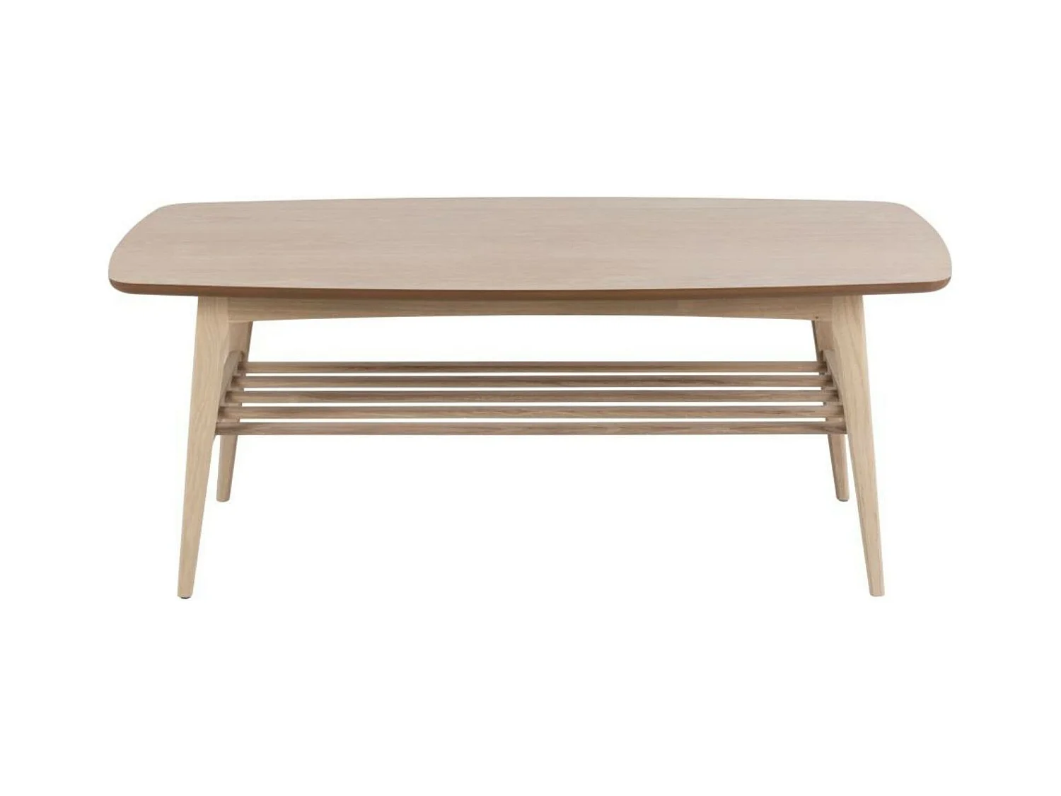 Table basse rectangulaire en chêne blanchi 1 tablette - KIRSTEN
