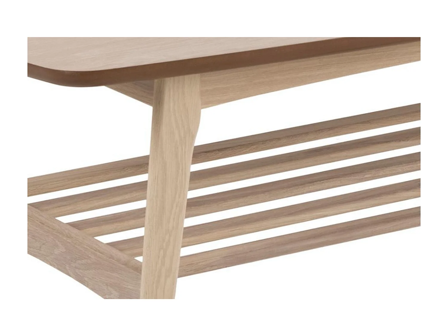 Table basse rectangulaire en chêne blanchi 1 tablette - KIRSTEN