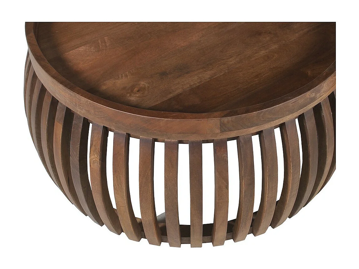 Set de deux tables basses rondes en bois massif collection MANGO